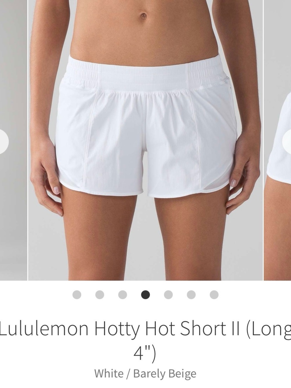 Lululemon Hotty Hot Short II Low rise 4 inch inseam White / Barely Beige size 6